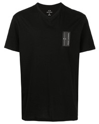 T-shirt con scollo a v nera di Armani Exchange