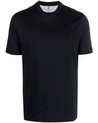 T-shirt con scollo a v nera di Brunello Cucinelli