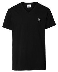 T-shirt con scollo a v nera di Burberry