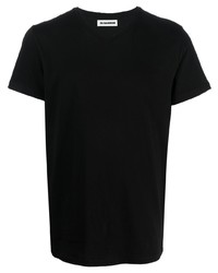 T-shirt con scollo a v nera di Jil Sander