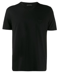 T-shirt con scollo a v nera di Prada