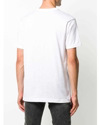 T-shirt con scollo a v ricamata bianca di Dolce & Gabbana