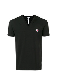 T-shirt con scollo a v ricamata nera di Dolce & Gabbana Underwear
