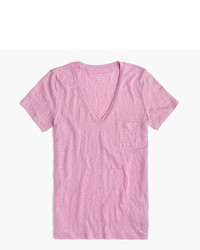 T-shirt con scollo a v rosa