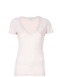 T-shirt con scollo a v rosa di James Perse