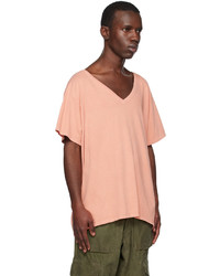 T-shirt con scollo a v rosa di Greg Lauren