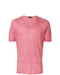 T-shirt con scollo a v rosa di Roberto Collina