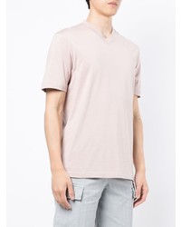 T-shirt con scollo a v rosa di Brunello Cucinelli