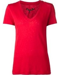 T-shirt con scollo a v rossa
