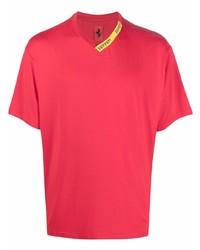 T-shirt con scollo a v rossa di Ferrari