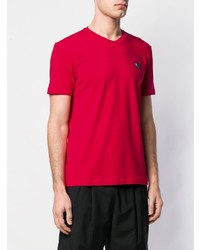 T-shirt con scollo a v rossa di Ea7 Emporio Armani
