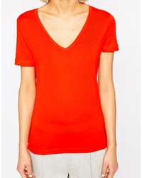 T-shirt con scollo a v rossa di Vero Moda