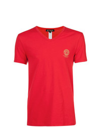 T-shirt con scollo a v rossa di Versace
