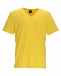 T-shirt con scollo a v senape di BOSS HUGO BOSS