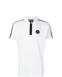 T-shirt con scollo a v stampata bianca e nera