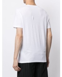 T-shirt con scollo a v stampata bianca e nera di Emporio Armani