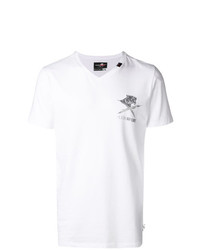 T-shirt con scollo a v stampata bianca e nera di Plein Sport