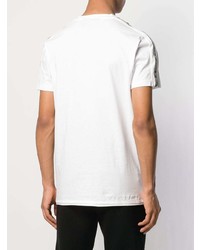 T-shirt con scollo a v stampata bianca e nera di Philipp Plein