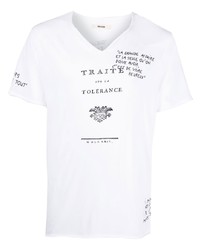 T-shirt con scollo a v stampata bianca e nera di Zadig & Voltaire