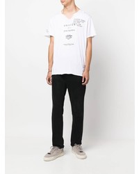 T-shirt con scollo a v stampata bianca e nera di Zadig & Voltaire