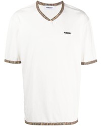 T-shirt con scollo a v stampata bianca di Ambush