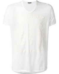 T-shirt con scollo a v stampata bianca di Ann Demeulemeester