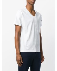 T-shirt con scollo a v stampata bianca di Maison Margiela