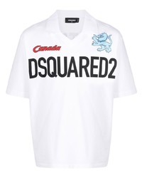 T-shirt con scollo a v stampata bianca di DSQUARED2
