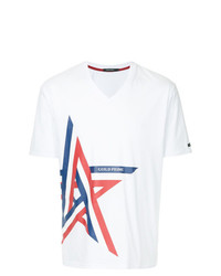 T-shirt con scollo a v stampata bianca di GUILD PRIME