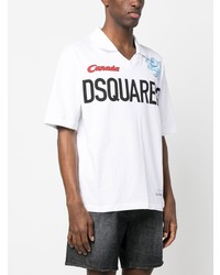 T-shirt con scollo a v stampata bianca di DSQUARED2