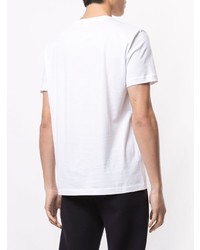 T-shirt con scollo a v stampata bianca di Ea7 Emporio Armani