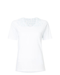 T-shirt con scollo a v stampata bianca di MM6 MAISON MARGIELA