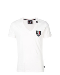 T-shirt con scollo a v stampata bianca di Plein Sport