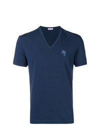 T-shirt con scollo a v stampata blu scuro di Dolce & Gabbana Underwear