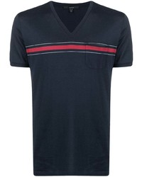 T-shirt con scollo a v stampata blu scuro di Gucci