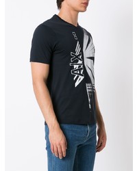 T-shirt con scollo a v stampata blu scuro di Armani Exchange