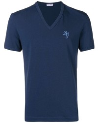 T-shirt con scollo a v stampata blu scuro di Dolce & Gabbana Underwear
