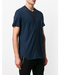 T-shirt con scollo a v stampata blu scuro di Frankie Morello