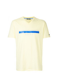 T-shirt con scollo a v stampata gialla