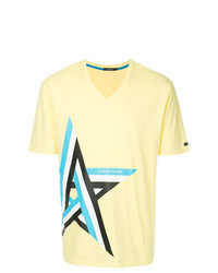 T-shirt con scollo a v stampata gialla di GUILD PRIME