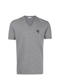 T-shirt con scollo a v stampata grigia di Dolce & Gabbana Underwear
