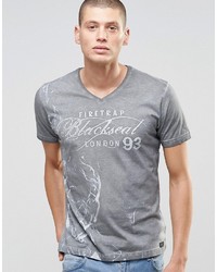 T-shirt con scollo a v stampata grigia di Firetrap