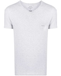 T-shirt con scollo a v stampata grigia di Armani Exchange