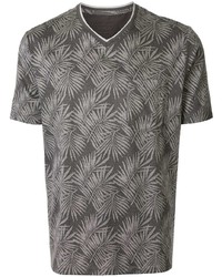 T-shirt con scollo a v stampata grigio scuro di D'urban
