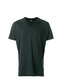 T-shirt con scollo a v stampata grigio scuro di Diesel