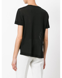 T-shirt con scollo a v stampata nera e bianca di Dsquared2
