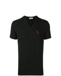 T-shirt con scollo a v stampata nera di Dolce & Gabbana Underwear
