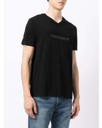 T-shirt con scollo a v stampata nera di Armani Exchange