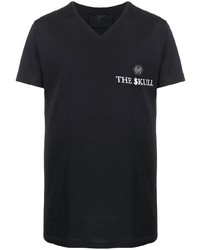 T-shirt con scollo a v stampata nera di Philipp Plein