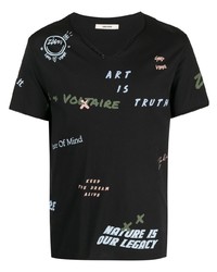 T-shirt con scollo a v stampata nera di Zadig & Voltaire